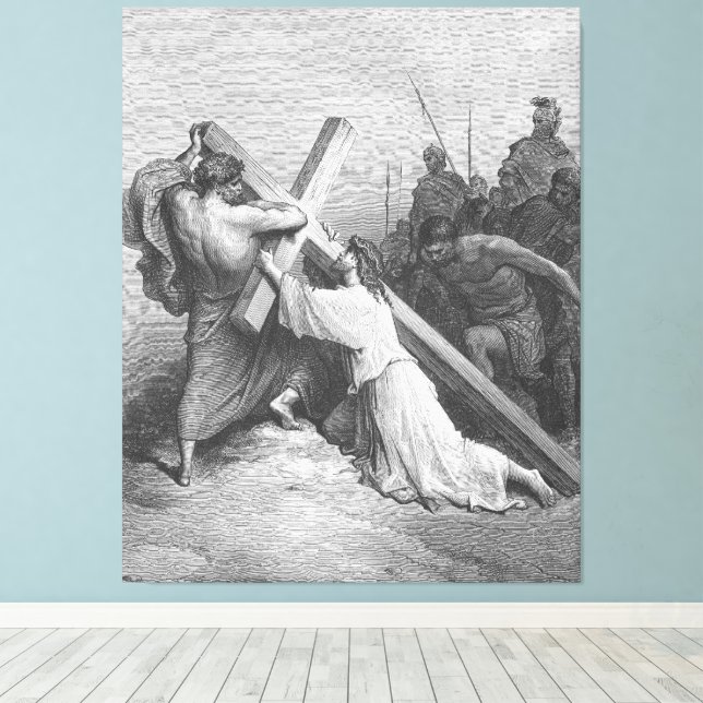 Gustave Doré - Mark 15B Jesus Falls Beneath  Canvas Print (Insitu(Wood Floor))