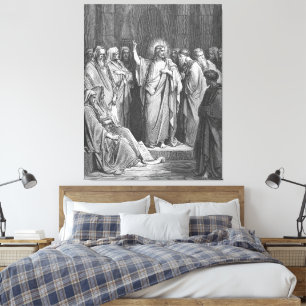 Gustave Doré - Mark 1B Jesus Preaches in the Synag Canvas Print