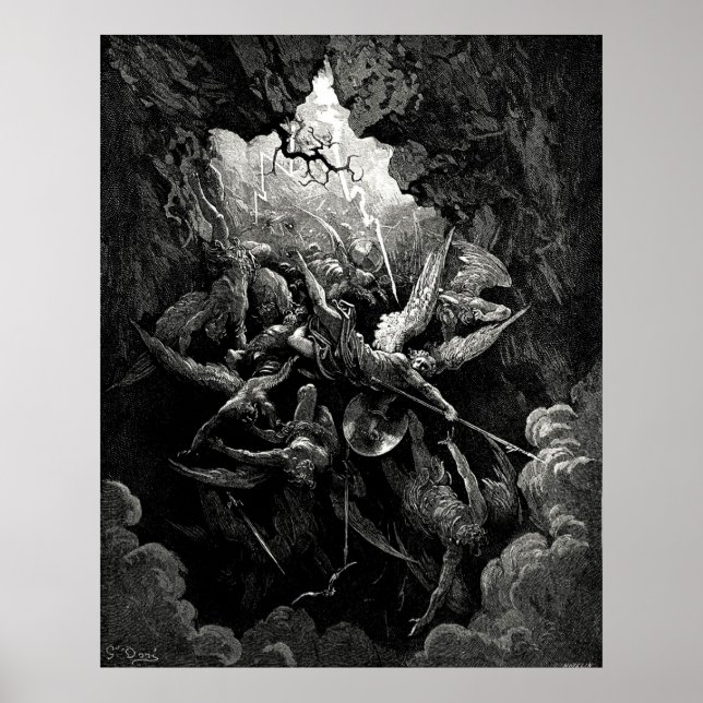 Gustave Doré Milton’s Paradise Lost Hell Engraving Poster (Front)