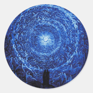 Gustave Dore Stickers Rose blanche (bleu)