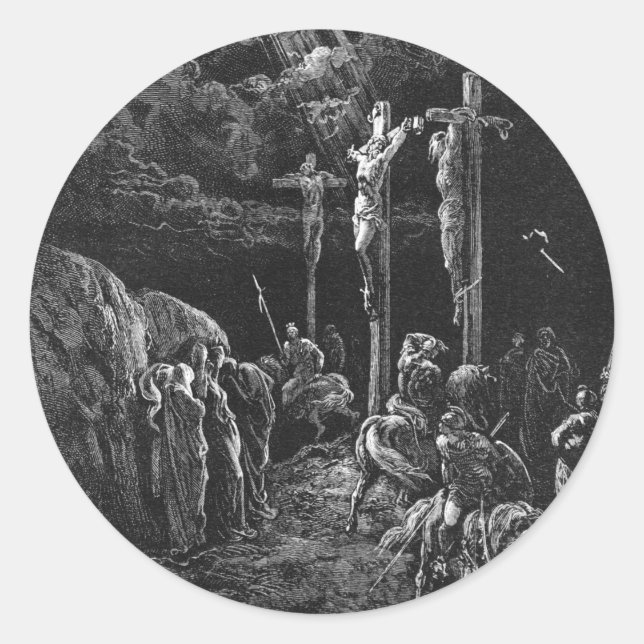 Gustave Dore The Crucifixion From La Grande Bible Classic Round Sticker (Front)