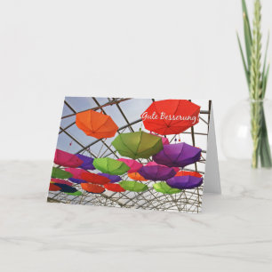 Gute Besserung German Get Well Colourful Umbrellas Card