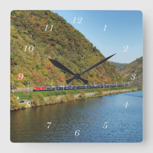 Güterzug bei Löf Square Wall Clock