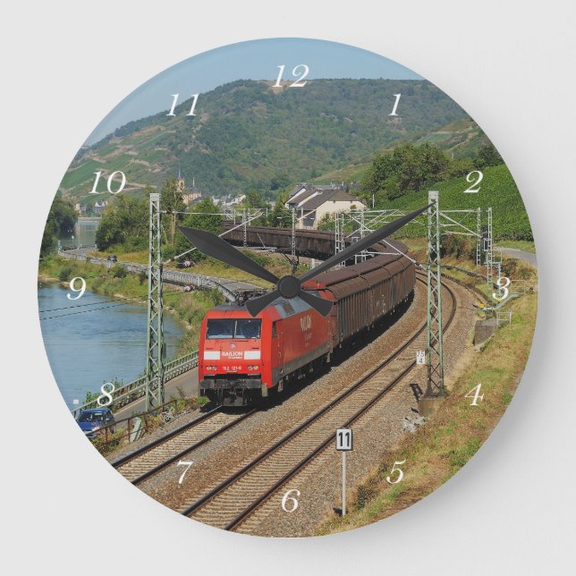 Güterzug in Lorch am Rhein Large Clock (Front)