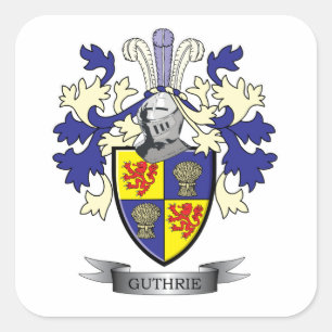 Guthrie Family Crest Coat of Arms Square Sticker