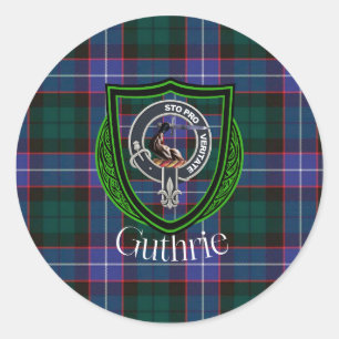 Guthrie Scottish Clan Tartan & Crest Classic Round Sticker