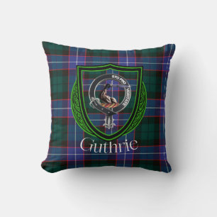 Guthrie Scottish Clan Tartan & Crest Throw Pillow