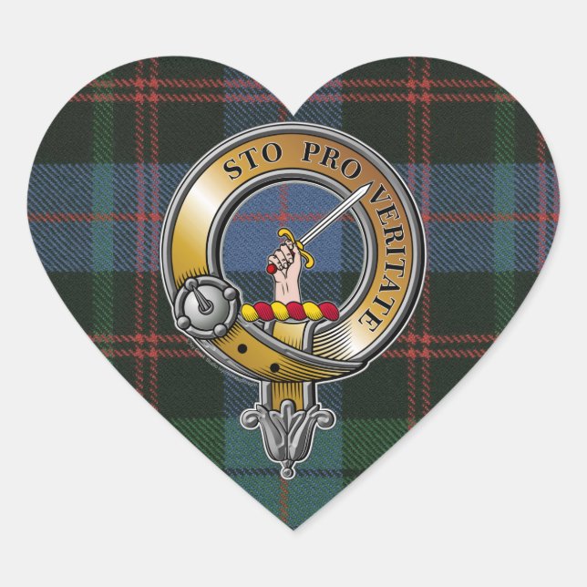 Guthrie Tartan & Badge Heart Sticker (Front)