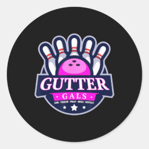 Gutter Gals Funny Bowling Team Name Women Matching Classic Round Sticker