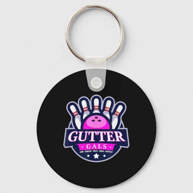 Gutter Gals Funny Bowling Team Name Women Matching Keychain (Front)