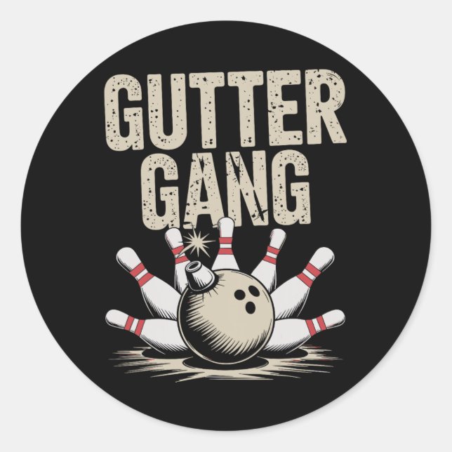 Gutter Gang Bowling 1  Classic Round Sticker (Front)