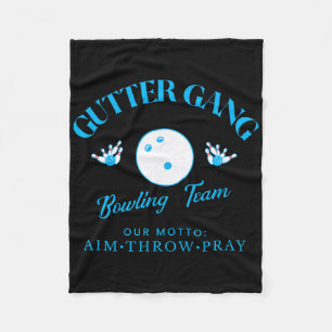 Gutter Gang Funny Bowling Team Name Fleece Blanket