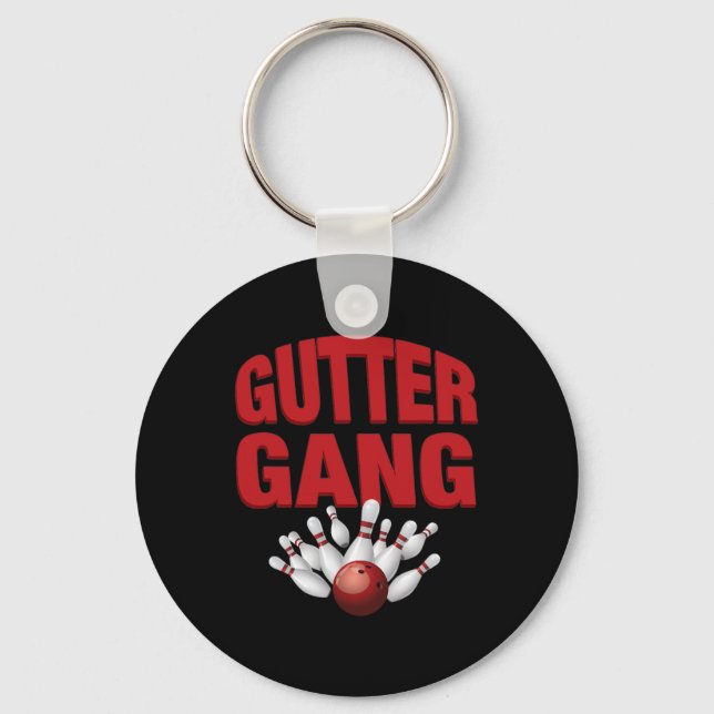 Gutter Gang Funny Bowling Team Name Matching  Keychain (Front)