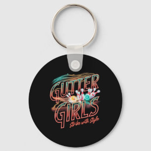 Gutter Girls Bowling Enthusiast Women Bowler Strik Keychain
