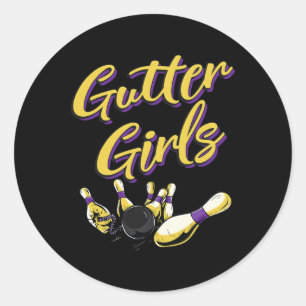 Gutter Girls Bowling Team Classic Round Sticker