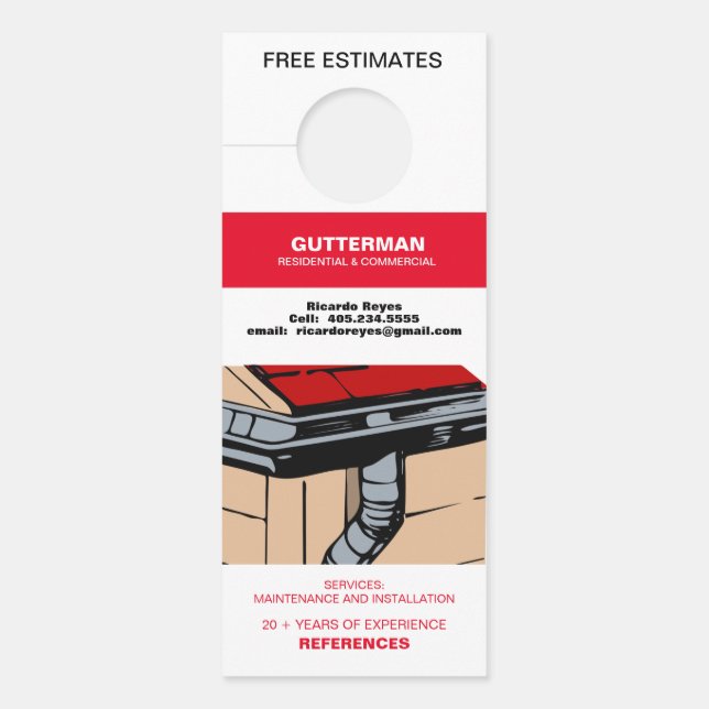 Gutter Service Free Estimate Reference Door  Door Hanger (Front)
