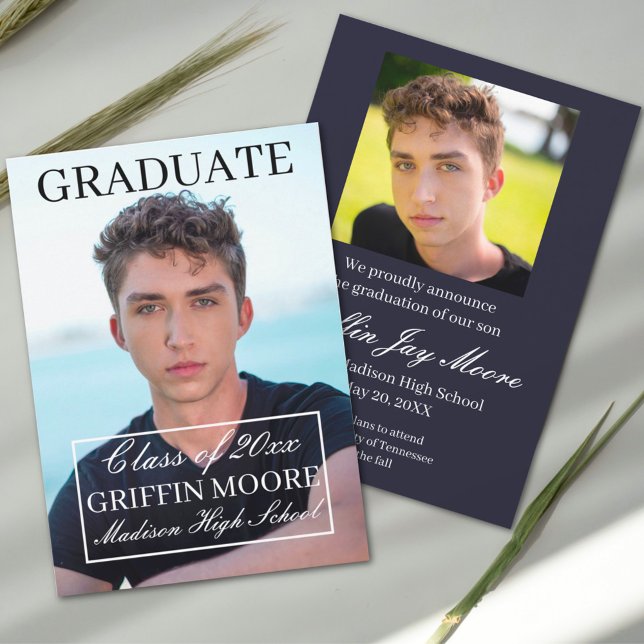 Guy Grad Faire-part de graduation en photo moderne (Créateur téléchargé)