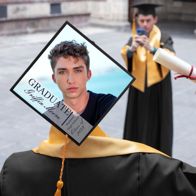 Guy Grad Modern Graduation Custom Photo  Cap Topper (Creator Uploaded)