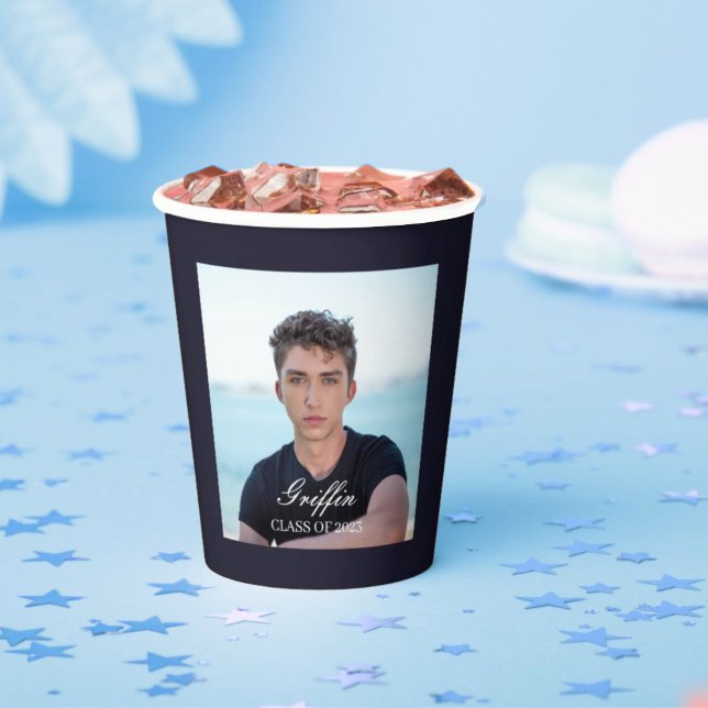 Guy Grad Modern Graduation Custom Photo Paper Cups (Creator Uploaded)