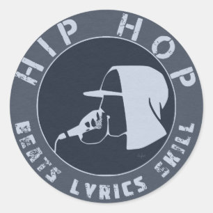 GUY IN HOODIE RAPPING ON THE MIC CLASSIC ROUND STICKER