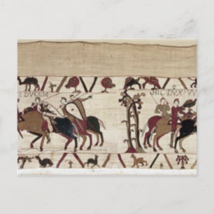 Guy takes Harold to meet Duke William at Eu Postcard