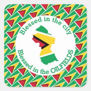 GUYANA Blessed In The Oilfields Personalized Square Sticker