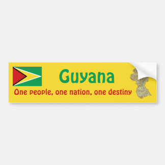 Guyana Flag and Map Bumper Sticker