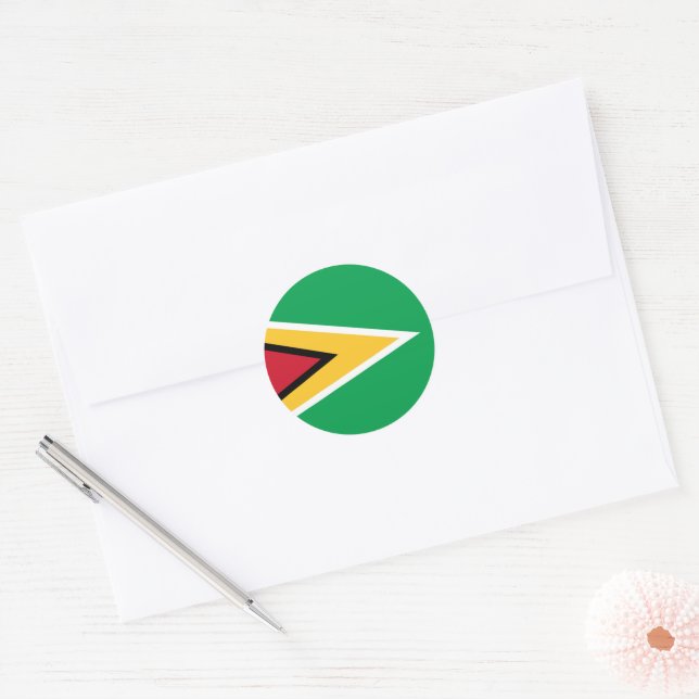 Guyana flag classic round sticker (Envelope)