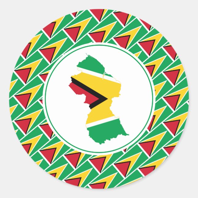 GUYANA FLAG Guyanese Map Stylish Patriotic Classic Round Sticker (Front)
