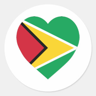 Guyana Flag Heart Classic Round Sticker