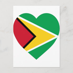 Guyana Flag Heart Postcard