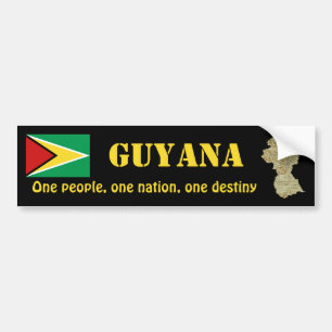 Guyana Flag + Map Bumper Sticker