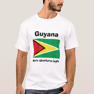 Guyana Flag + Map + Text T-Shirt
