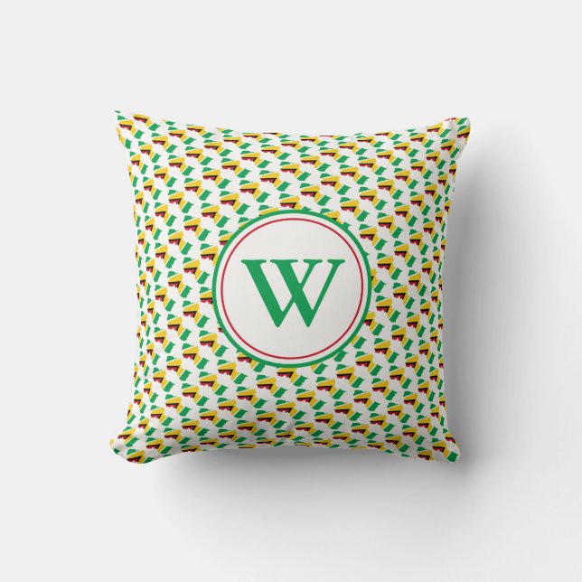 GUYANA Flag Monogram Custom Guyanese Throw Pillow (Front)