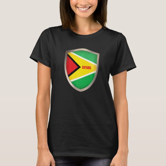 Guyana Flag Pride Soccer Badge T-Shirt (Front)