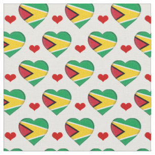 Guyana Flag Red Heart fashion Fabric/Guyana Fabric
