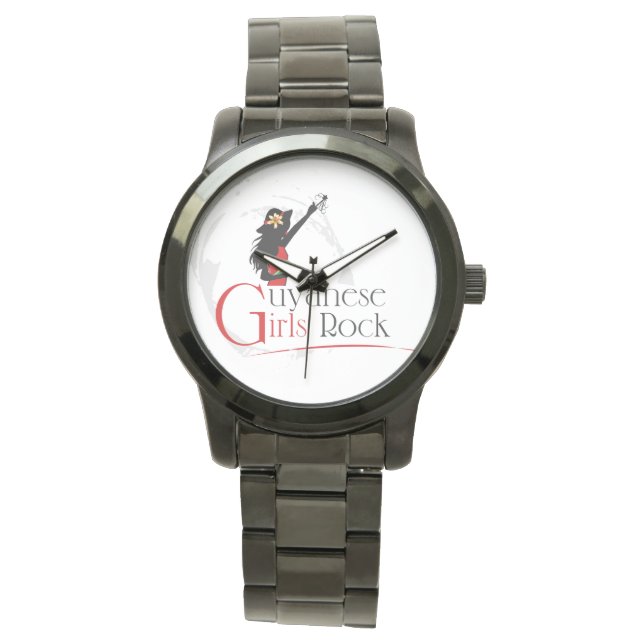 Guyana Girl Oversize Black Bracelet Watch (Front)