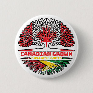 Guyana Guyanese Canadian Canada Tree Roots Flag 2 Inch Round Button
