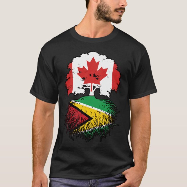 Guyana Guyanese Canadian Canada Tree Roots Flag T-Shirt (Front)