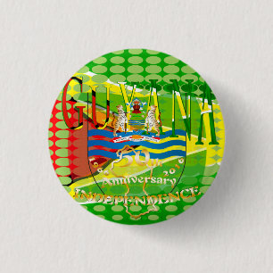 Guyana, Happy 50th Anniversary  Independence ‘Lo 1 Inch Round Button