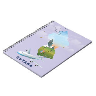 Guyana illustrated map poster notebook