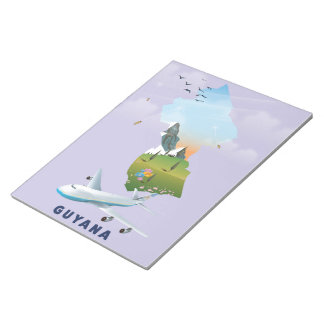 Guyana illustrated map poster notepad