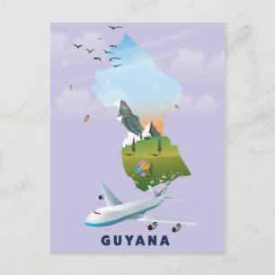 Guyana illustrated map poster postcard