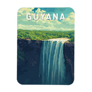 Guyana Illustration Travel Art Vintage Magnet