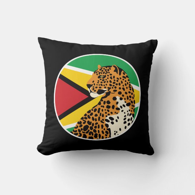 Guyana Jaguar Guyanese National Animal Flag Throw Pillow (Front)