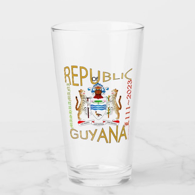 Guyana Republic Jubilee verre à pinte de style amé (Devant)