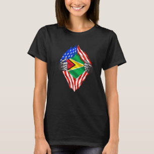 Guyana Roots Usa Flag Patriotic Guyanese Heritage T-Shirt