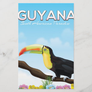 Guyana South american paradise travel poster Stationery
