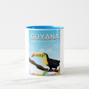 Guyana South american paradise travel poster Two-Tone Coffee Mug