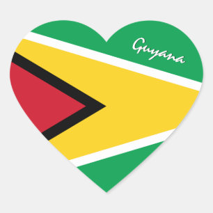 Guyana Sticker, Heart, Patriotic Guyanese Flag Heart Sticker